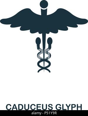 Caduceo glifo icona. Linea di icona di stile design. UI. Illustrazione del caduceo glifo icona. Pittogramma isolato su bianco. Pronto per l'uso nella progettazione web, applicazioni software, stampa. Illustrazione Vettoriale