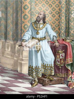 Alfonso X di Castiglia, chiamato il Saggio (1221-1284). Re di Castiglia e Leon (1252-1284). Foto Stock