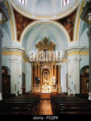 ARTE SIGLO XVIII. ESPAÑA. SANTUARIO DE Nuestra Señora de la Oliva. Erigido sobre la que fue Parroquia de San Pedro en la segunda mitad del s. XVIII. Vista del altare. EJEA de los Caballeros. Provincia de Zaragoza. Aragón. Foto Stock