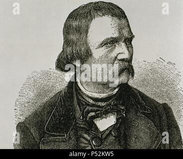 Wilhelm von Kaulbach (1805-1874). Pittore tedesco. Ritratto. EngravingÁ, xix secolo. Foto Stock