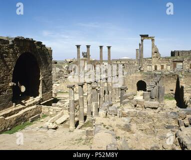 ARTE ROMANO. PROXIMO ORIENTE. BOSRA. Ruinas de la zona arqueológica romana de la Ciudadela. SIRIA. Foto Stock