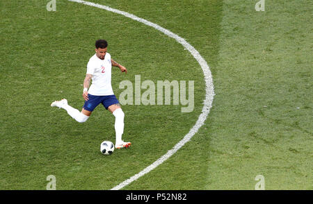 L'Inghilterra del Kyle Walker durante la Coppa del Mondo FIFA Gruppo G corrispondono a Nizhny Novgorod Stadium. Foto Stock