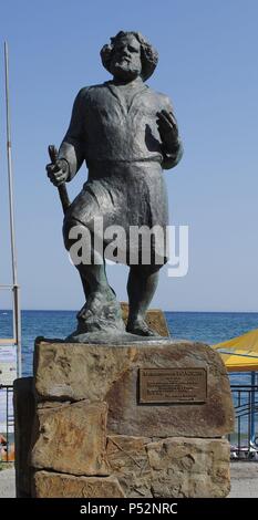 L'Ucraina. Repubblica autonoma di Crimea. Koktebel. Maximilian Voloshin (1877-1932). Poeta russo. Statua. Foto Stock