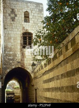 La Siria. Hama. La Azm Palace. Il XVIII secolo. Residenza dei sovrani Ottomano. Oggi l'edificio ospita il Museo della città. Foto Stock