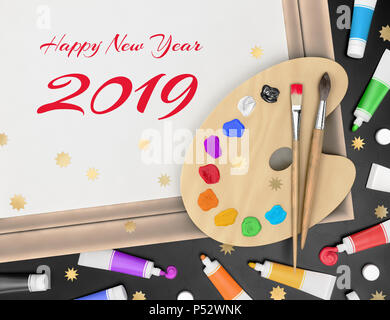 Festive saluti da artista - Felice Anno Nuovo 2019 Foto Stock