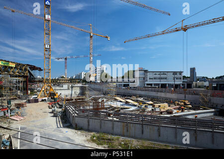 Berlino, Germania - Sito in costruzione dell'autostrada A100 a Grenzallee in Berlin-Neukoelln. Foto Stock