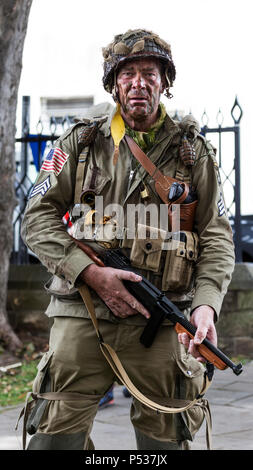 Noi Airborne soldato, Barnard Castle, 1940's Weekend 2018. Foto Stock