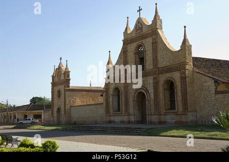 Bolivia. Santa Cruz dipartimento. Chiesa coloniale di San José de Chiquitos (Chiquitania). Vecchia Missione Gesuita(1698). UNESCO - Sito Patrimonio dell'umanità. . Foto Stock