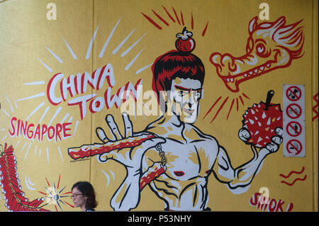 Singapore Repubblica di Singapore, murale a Chinatown Foto Stock