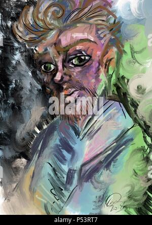 Colorato la pittura astratta di un uomo Foto Stock