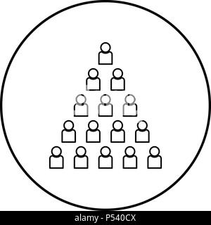 Persone icona piramide colore nero nel cerchio profilo rotondo Illustrazione Vettoriale