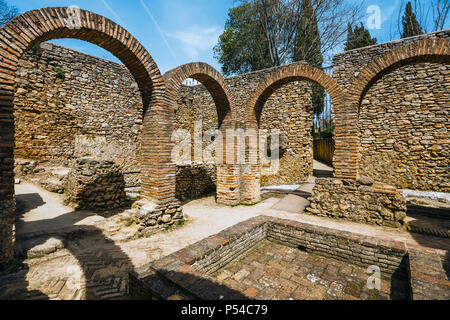 Le rovine dei bagni arabi della città di Ronda, Andalusia, Spagna Foto Stock