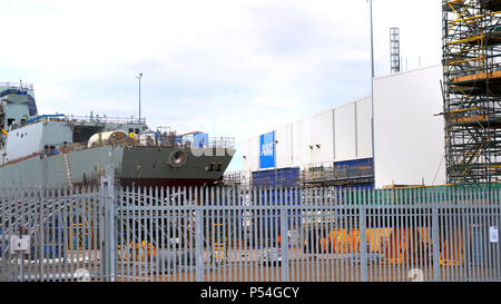 Adelaide, Australia del Sud - Aprile 23, 2017: Aria warcraft cacciatorpediniere di costruzione presso l'Australian Submarine Corporation per la Royal Australian Navy Foto Stock
