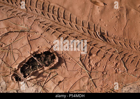 Bamako, in Mali. Africa - circa agosto 2009 - auto jeep e l essere umano bambini passi nel fango del deserto africano Foto Stock