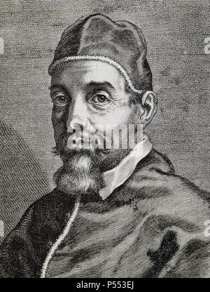 URBANO VIII (Florencia, 1568-Roma, 1644). Papa italiano, de nombre Maffeo Barberini VICENTE fue elegido en 1623. Duranti la guerra de los Treinta Años mantuvo n.a. política francófila. Grabado. Foto Stock