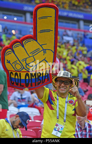 Kazan, Russland. Il 24 giugno 2018. maennlciher ventola colombiano, appassionato di calcio, l'uomo, maschio. Polonia (PO) -Kolumbia (COL) 0-3, Turno preliminare, gruppo C, corrispondono 31 su 24.06.2018 a Kazan, Kazan Arena. Coppa del Mondo di Calcio 2018 in Russia dal 14.06. - 15.07.2018. | Utilizzo di credito in tutto il mondo: dpa/Alamy Live News Foto Stock