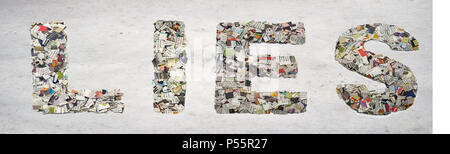 La parola si trova realizzato da un giornale coriandoli sulla vecchia carta Foto Stock