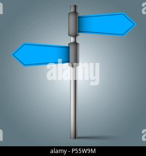 Cartello stradale - quattro frecce di colore blu. Illustrazione Vettoriale