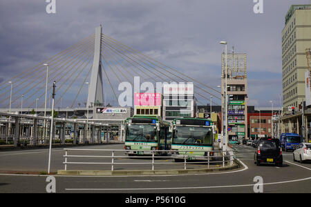 Aomori, Giappone - Ott 3, 2017. Alla stazione centrale degli autobus di Aomori, Giappone. Aomori è il più settentrionale prefectural città capitale sull isola di Honshu. Foto Stock