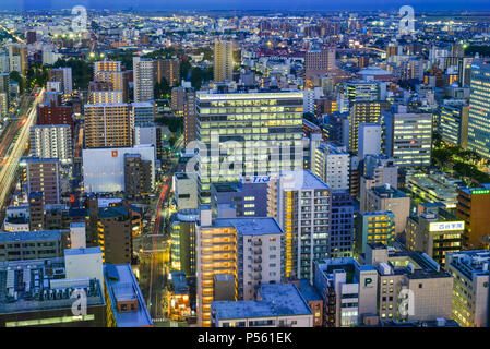 Sendai, Giappone - Ott 3, 2017. Vista notturna di Sendai, Giappone. Sendai è la città capoluogo della Prefettura di Miyagi, la città più grande della regione di Tohoku. Foto Stock