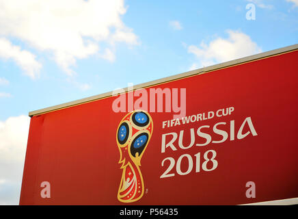 Mosca, Russia - 21 giugno: il Logo della Coppa del Mondo FIFA 2018 a Mosca, in Russia, il 21 giugno 2018. Foto Stock