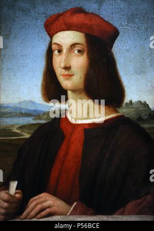 Raphael (1483-1520). Pittore italiano. Ritratto di un giovane uomo. Museo di Belle Arti. Budapest. Ungheria. Foto Stock