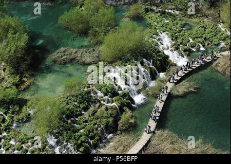 La Croazia. Il Parco Nazionale dei Laghi di Plitvice. Fondata nel 1949. UNESCO - Sito Patrimonio dell'umanità. Foto Stock