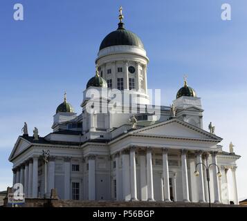 La Cattedrale di Helsinki. Il finlandese evangelica cattedrale luterana. Progettato da Carl Ludvig Engel (1778-1840) in stile neoclassico. Esso è stato originariamente costruito da 1830-1852 come un omaggio al Granduca di Finlandia, lo Zar Nicola I di Russia. Foto Stock