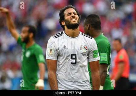 Marwan MOHSEN (EGY), delusi frustratedriert, sconsolato, azione, immagine singola, taglio unico movente, mezza figura, mezza figura. Arabia Saudita (KSA) Egitto (EGY) 2-1, Turno preliminare, gruppo A, gioco 34, su 25.06.2018 a Volgograd, Volgograd Arena. Coppa del Mondo di Calcio 2018 in Russia dal 14.06. - 15.07.2018. | Utilizzo di tutto il mondo Foto Stock