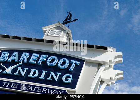 A piedi nudi segno di atterraggio a North Myrtle Beach SC USA Foto Stock