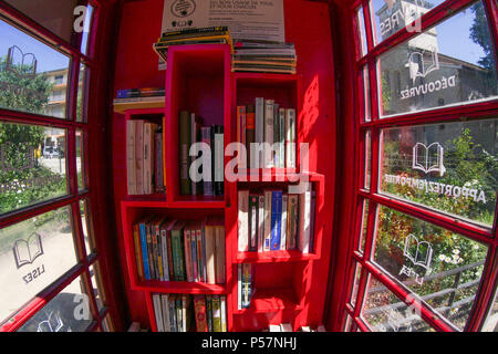 Libri di pubblico cabin Bron, Francia Foto Stock