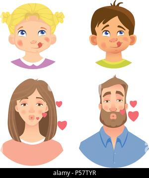 Emozioni di un volto umano. Set di avatar con diverse emozioni. Illustrazione Vettoriale Illustrazione Vettoriale