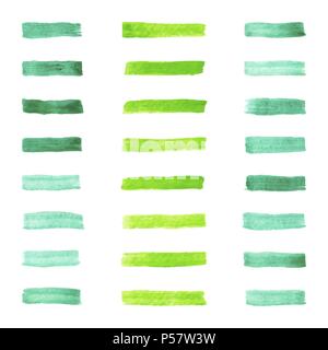 Il vettore serie di acquerelli di verde pastello corsa di spazzole Illustrazione Vettoriale