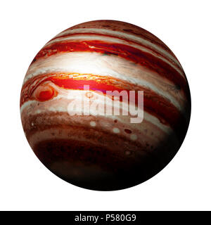 Il pianeta Giove, parte del sistema solare isolato su sfondo bianco (spazio 3D rendering, elementi di questa immagine sono arredate dalla NASA) Foto Stock