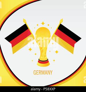 La Germania campione di calcio 2018 - Bandiera e Golden Trophy / Cup Illustrazione Vettoriale