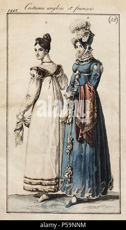 1815 Inglese e Francese. Foto Stock
