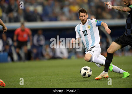 Lionel Messi (ARG), la Coppa del Mondo FIFA Russia 2018 Gruppo D match tra Argentina 0-3 Croazia a Nizhny Novgorod Stadium di Nizhny Novgorod, Russia, 21 giugno 2018. Credito: ESTREMO ORIENTE PREMERE/AFLO/Alamy Live News Foto Stock