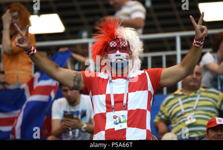 Rostov sul Don. Il 26 giugno, 2018. Un ventilatore di Croazia reagisce prima del 2018 Coppa del Mondo FIFA Gruppo D match tra Islanda e Croazia a Rostov-on-Don, in Russia, 26 giugno 2018. Credito: Egli Canling/Xinhua/Alamy Live News Foto Stock