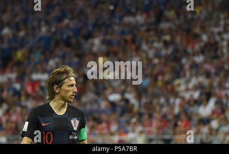 Rostov sul Don. Il 26 giugno, 2018. Luka Modric della Croazia reagisce durante il 2018 Coppa del Mondo FIFA Gruppo D match tra Islanda e Croazia a Rostov-on-Don, in Russia, 26 giugno 2018. Credito: Egli Canling/Xinhua/Alamy Live News Foto Stock