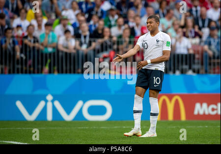 Mosca, Russland. Il 26 giugno, 2018. Kylian Mbappe (Francia) GES/calcio/World Championship 2018 Russia - Danimarca - Francia, 26.06.2018 GES/Soccer/calcio/Coppa del Mondo 2018 Russia: Danimarca vs Francia, Mosca, 26 Giugno 2018 | Utilizzo di credito in tutto il mondo: dpa/Alamy Live News Foto Stock