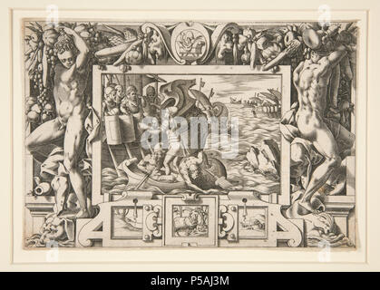 N/A. Inglese: "Aeetes accetta il cadavere mutilato di Absyrte', da La storia di Jason e la conquista del vello d'oro. Incisi da René Boyvin (morto 1580) dopo Thiry Leonard (morto nel 1550). 1563. René Boyvin (1525-1580) 63 Aeetes accetta il cadavere mutilato di Absyrte. Foto Stock