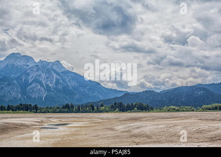 Forggensee senza acqua Foto Stock