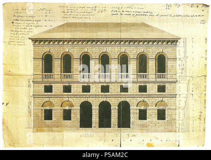 N/A. Italiano: Progetto per il palazzo municipale di Monteforte d'Alpone. Prospetto principale. . 1811. N/A 174 BartolomeoGiuliari-Monteforted'Alpone Foto Stock