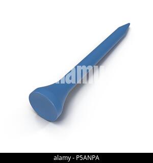 Blue Golf Tee su bianco. 3D illustrazione Foto Stock