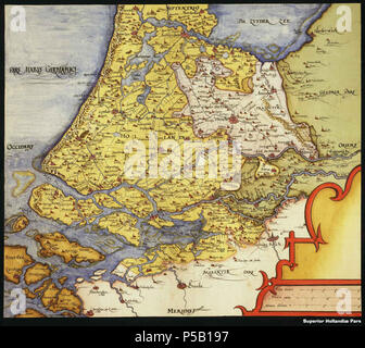 N/A. Nederlands: Handgetekende kaart van Zuid-Holland; Utrecht . 1573. Sgrooten, Christiaan 41 7 Sup Hol 1573 Sgrooten Foto Stock