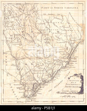 N/A. "Una nuova e accurata Mappa della Provincia di Carolina del Sud in Nord America " . 1779. J. Hinton, dal caricatore universale 25 1779 mappa di Carolina del Sud Foto Stock