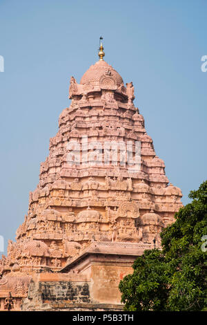 Vista esterna del tempio di Shiva, Gangaikonda Cholapuram, Tamil Nadu, India Foto Stock