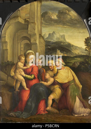 La Santa Famiglia circa 1535. N/A 190 Benvenuto Tisi - De heilige familie Foto Stock