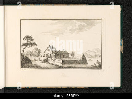Stampe e Disegni dipartimento . [Landschaft mit vedere]; 12. Landschäftlein inv. von J. L. Aberli (Blatt 5); [recto oben rechts]: 5. [Links unten]: I.L. Aberli inv.[recto unten rechts mit Bleistift bezeichnet]: 7; Ideallandschaft. Bauernhaus; vedere . 1765. Aberli Johann Ludwig [MalerIn/ZeichnerIn] [Zingg, Adrian] [StecherIn] 288 CH-NB - -Landschaft mit vedere- - Collezione Gugelmann - GS-GUGE-4-13 Foto Stock