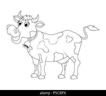 Cartoon carino mucca schema di progettazione isolato su sfondo bianco Illustrazione Vettoriale